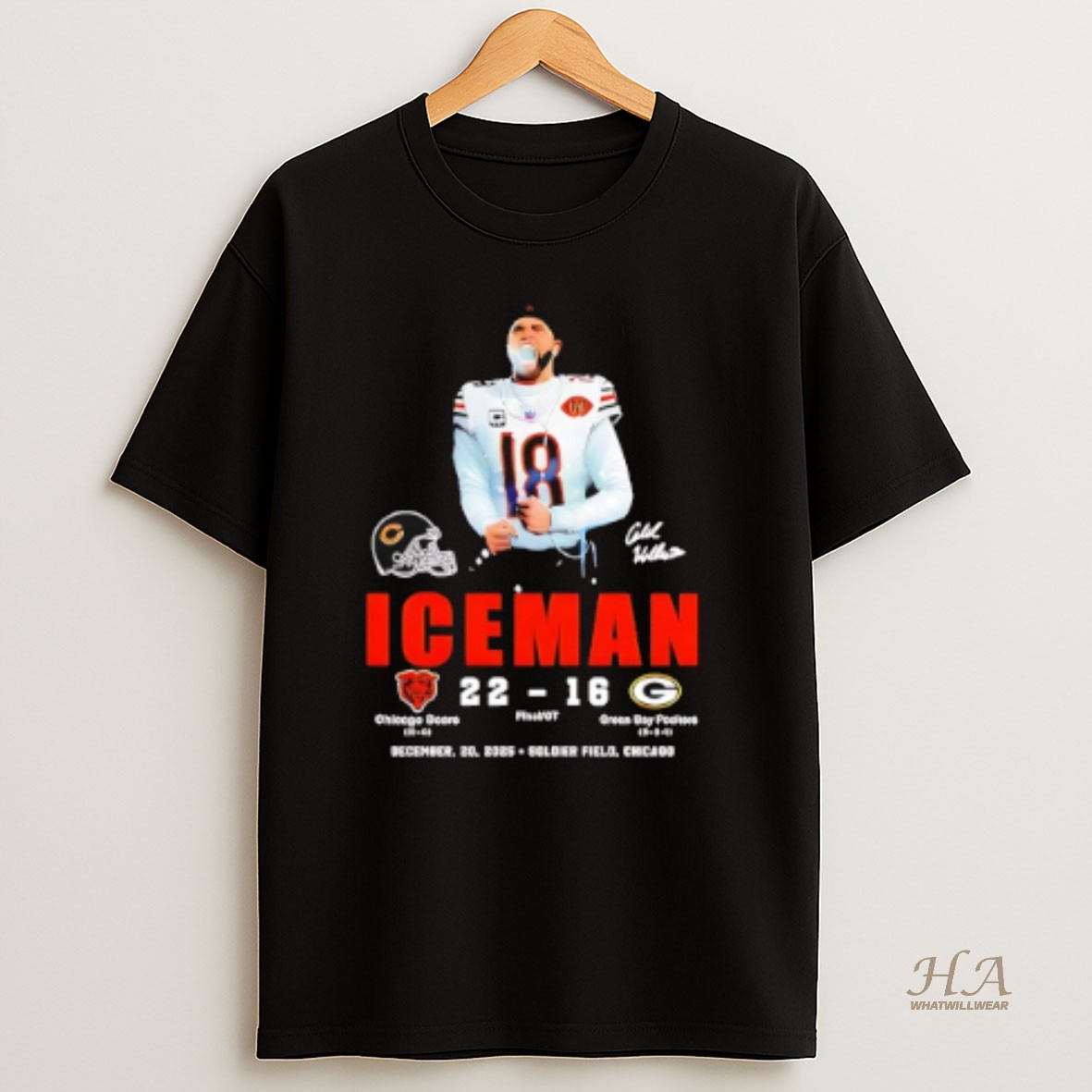 Official Ice Man Caleb Williams Chicago Bears 22 16 Packers Signature T Shirt