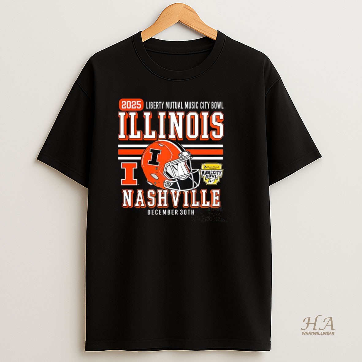Official Illinois Fighting Illini Football 2025 Liberty Mutual Music City Bowl T Shirt