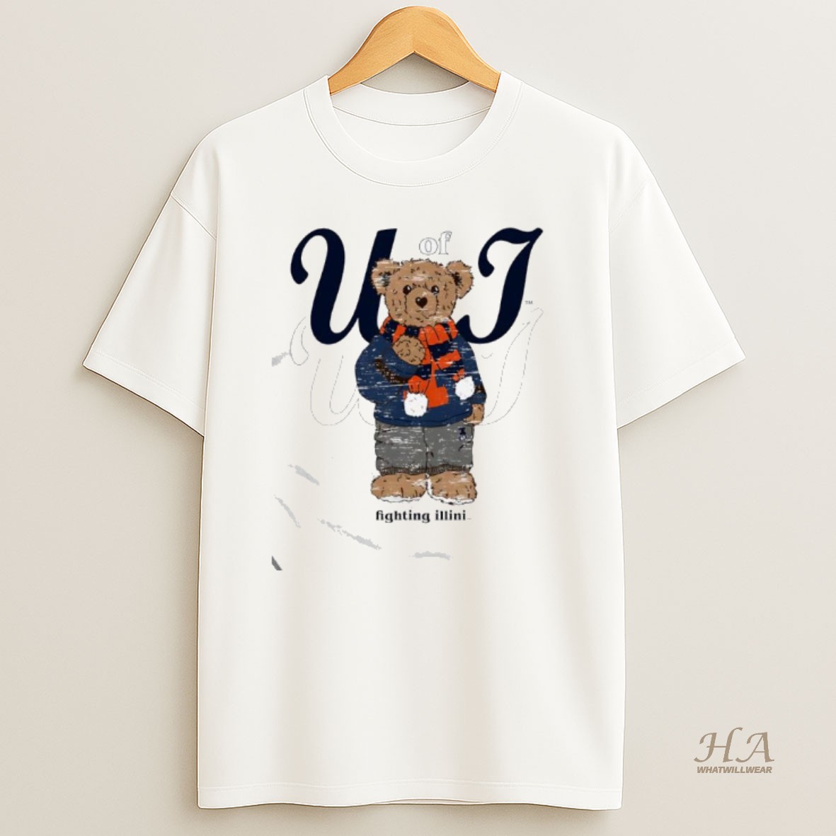 Official Illinois Fighting Illini Of Tan Cozy Bear T Shirt