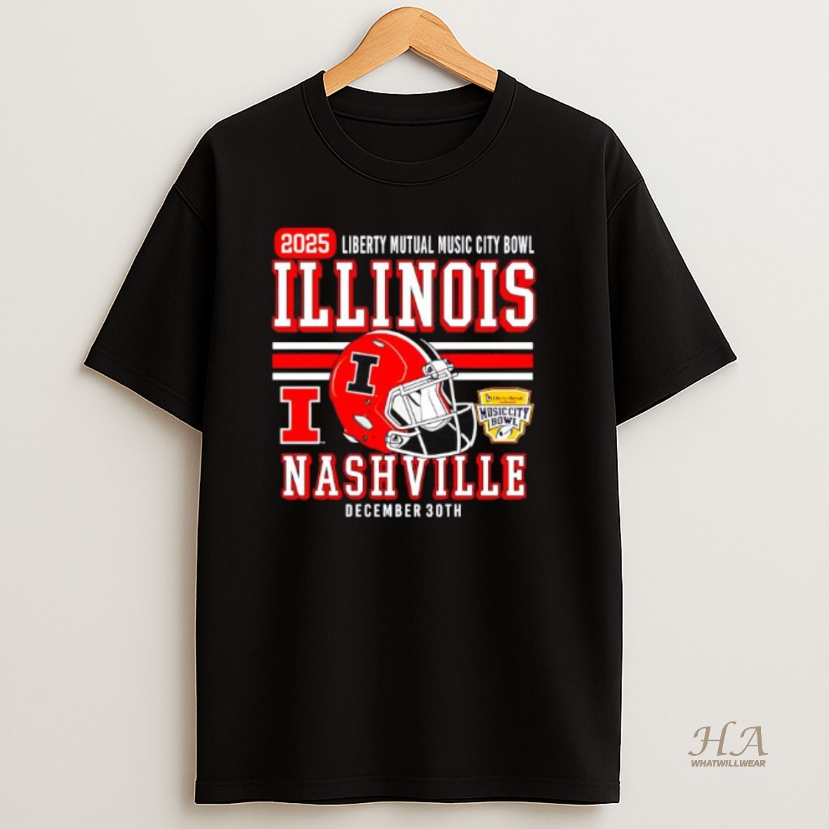 Official Illinois Football 2025 Liberty Mutual Music City Bowl Dec 30th T Shirt