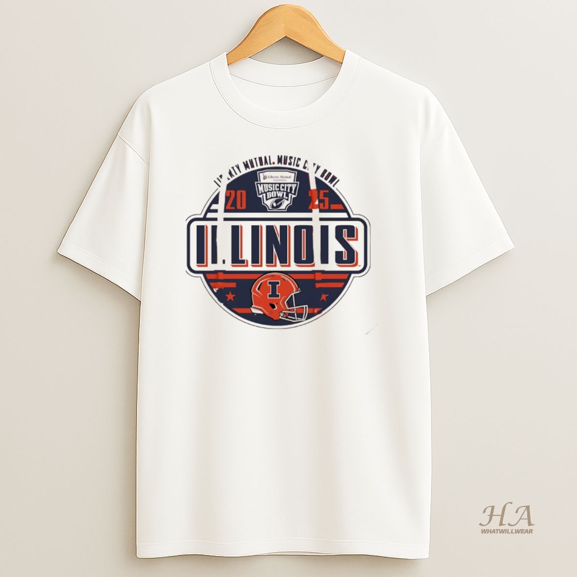 Official Illinois Football 2025 Music City Bowl Logo Christmas T Shirt