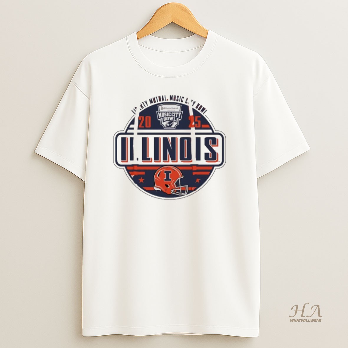 Official Illinois Football 2025 Music City Bowl Logo T Shirt
