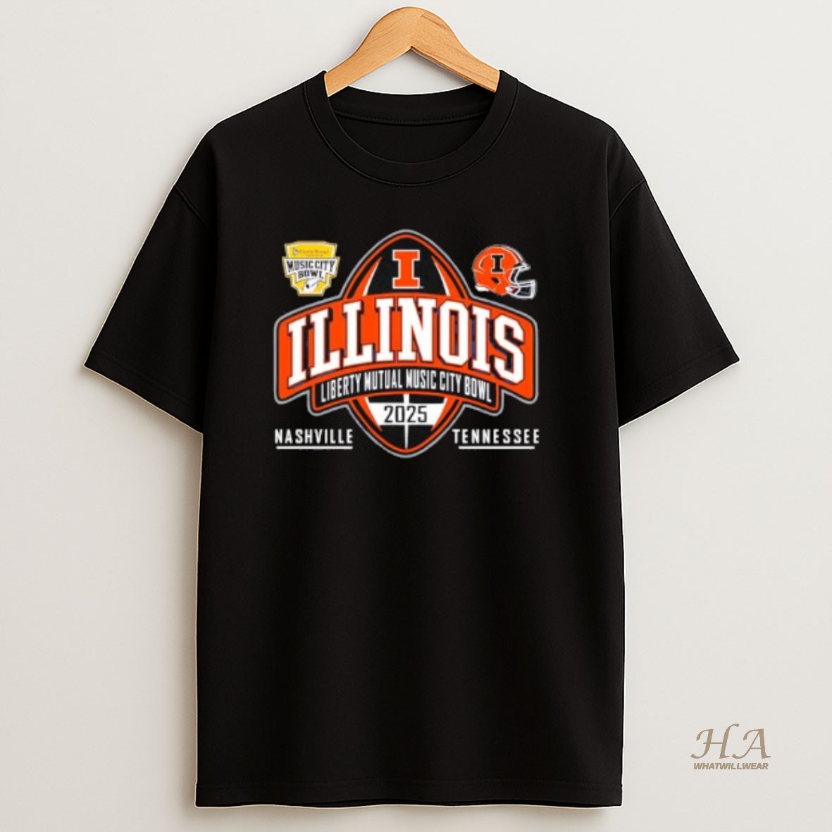 Official Illinois Football Adult 2025 Music City Bowl Nashville Tennessee T Shirt