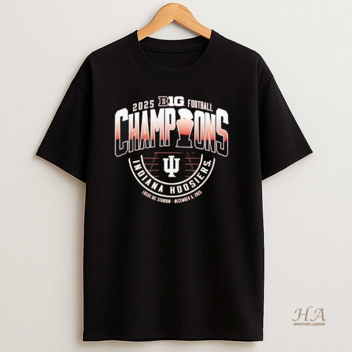 Official Indiana 2025 Big Football Champions Lucas Bil Stadium Dec 6th 2025 Logo T Shirt