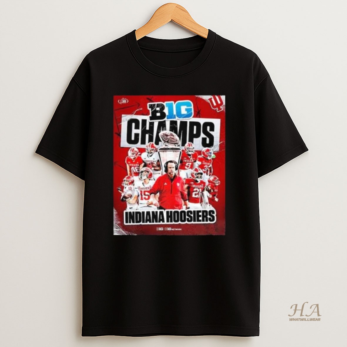 Official Indiana Hoosiers 2025 B1g Champs Team Graphic Long Sleve Shirt
