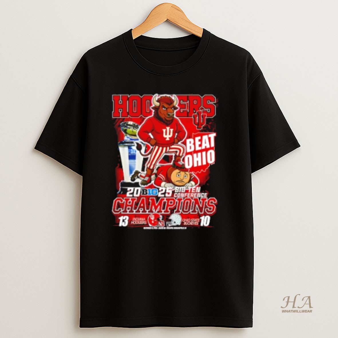 Official Indiana Hoosiers 2025 Big Ten Conference Champions Beat Ohio Mascot Shirt