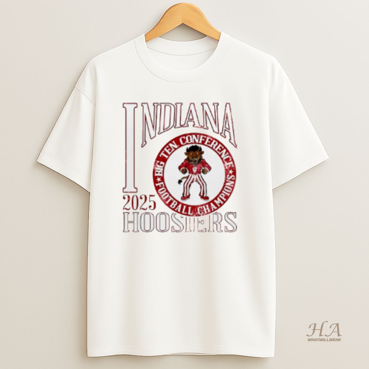 Official Indiana Hoosiers 2025 Big Ten Football Champions Mascot Vintage T Shirt