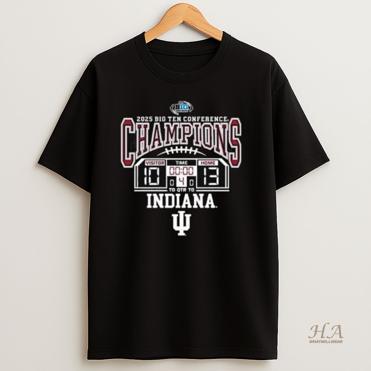 Official Indiana Hoosiers 2025 Big Ten Football Champions Score Long Sleve Shirt