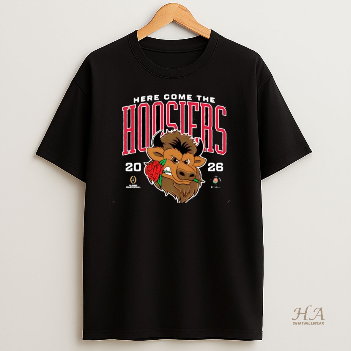 Official Indiana Hoosiers 2026 Rose Bowl Game Here Come The Hoosiers Christmas T Shirt