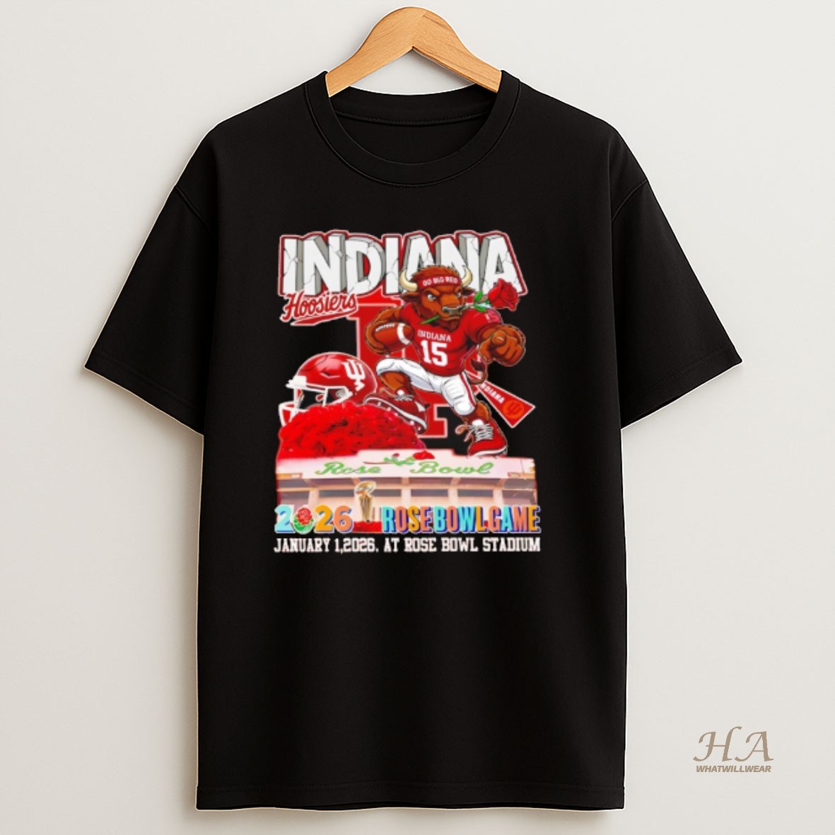 Official Indiana Hoosiers 2026 Rose Bowl Game Mascot T Shirt