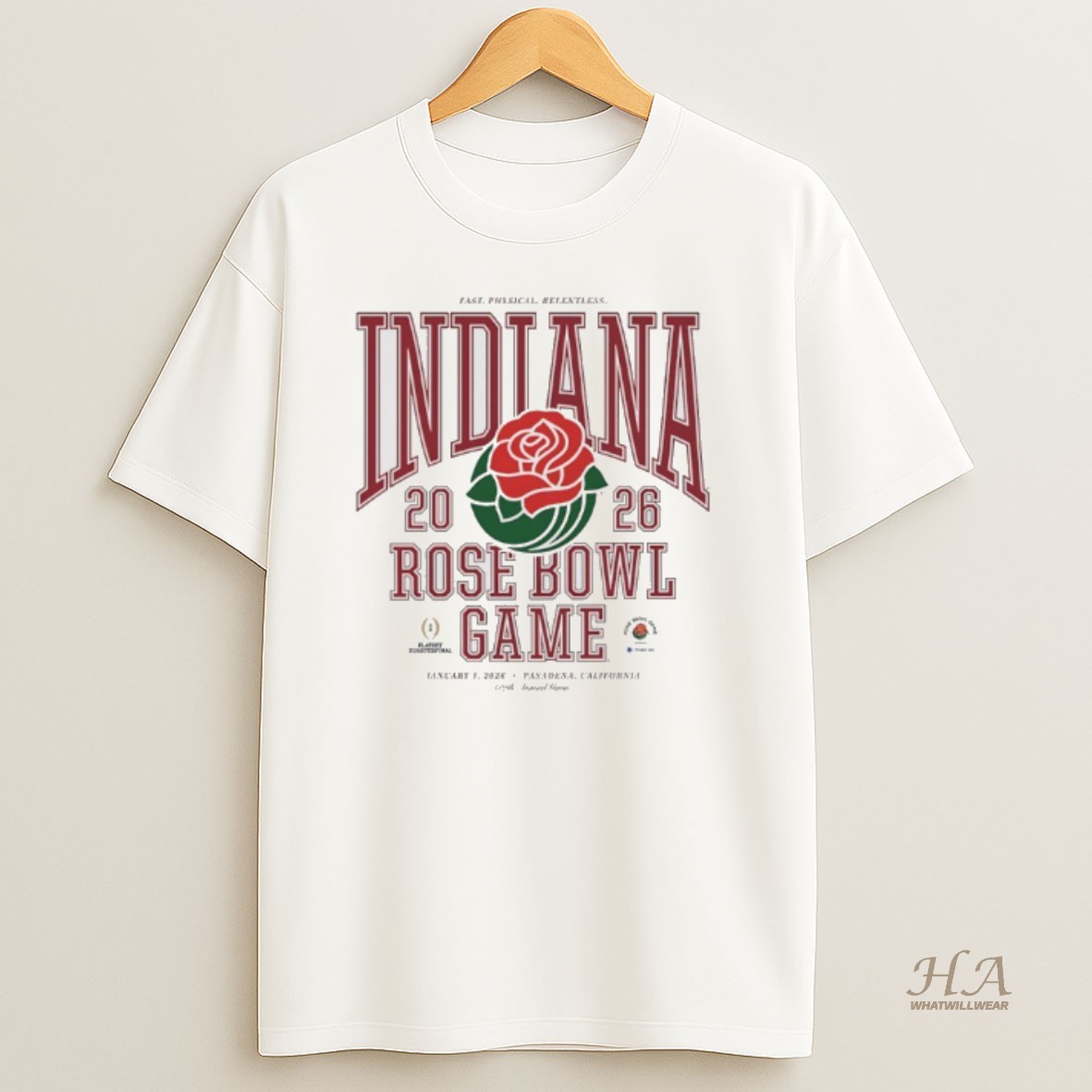 Official Indiana Hoosiers Fast Physical Relentless 2026 Rose Bowl Game T Shirt