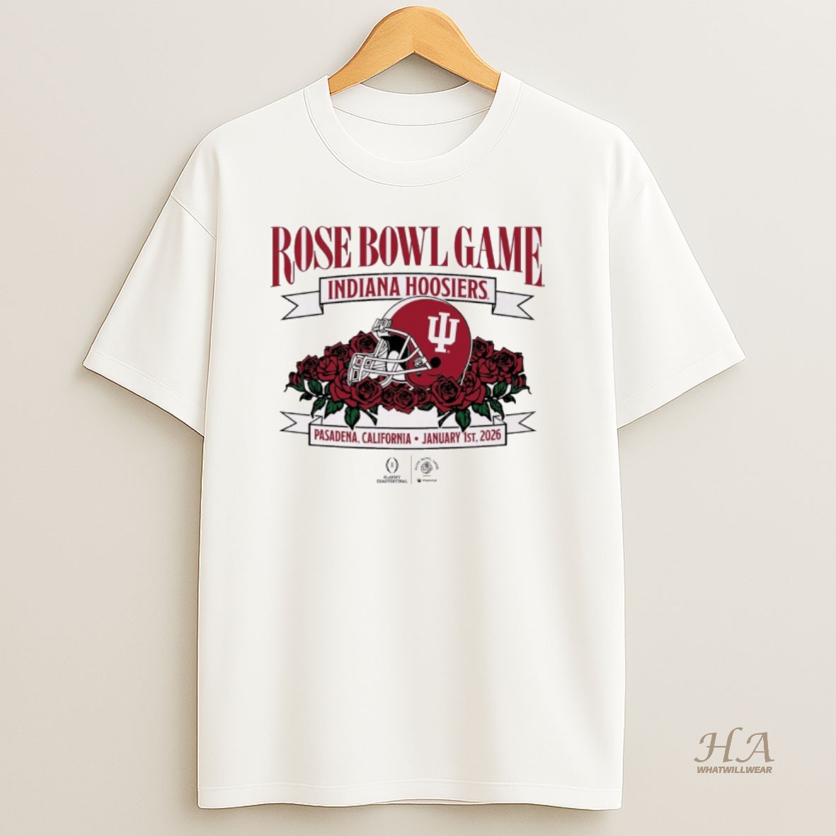 Official Indiana Hoosiers Football 2025 Rose Bowl Game Pasadena Ca Jan 1 2026 Helmet T Shirt