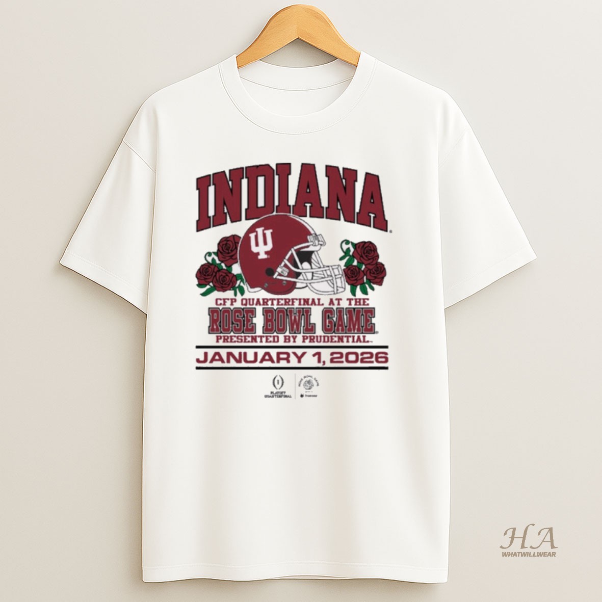 Official Indiana Hoosiers Football 2026 Cfp Quarterfinal At The Rose Bowl Game Presented By Prudential Jan 1 Helmet T Shirt