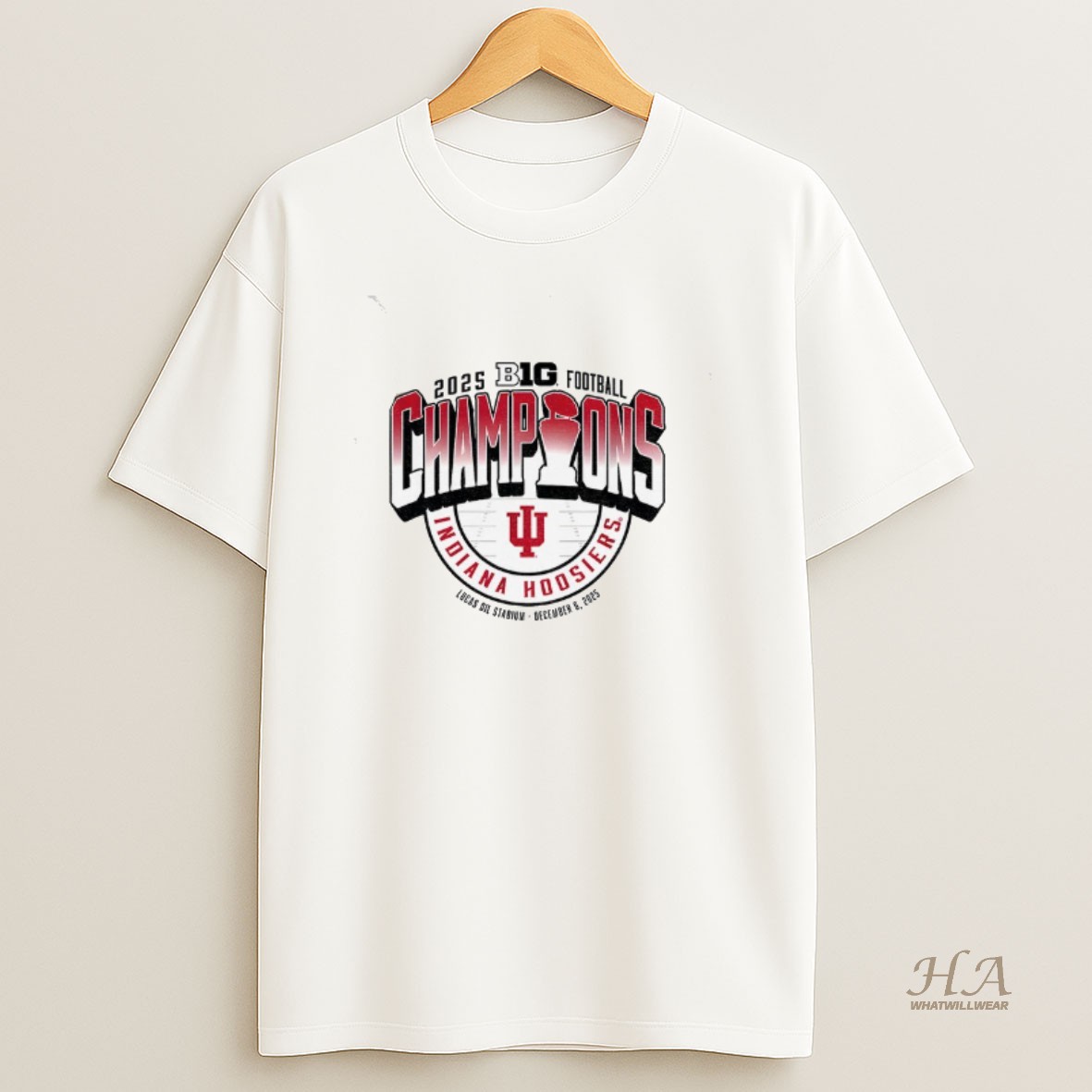 Official Indiana Hoosiers Football Big 10 Champs Game Day Lucas Oil Stadium December 6 2025 T Shirt