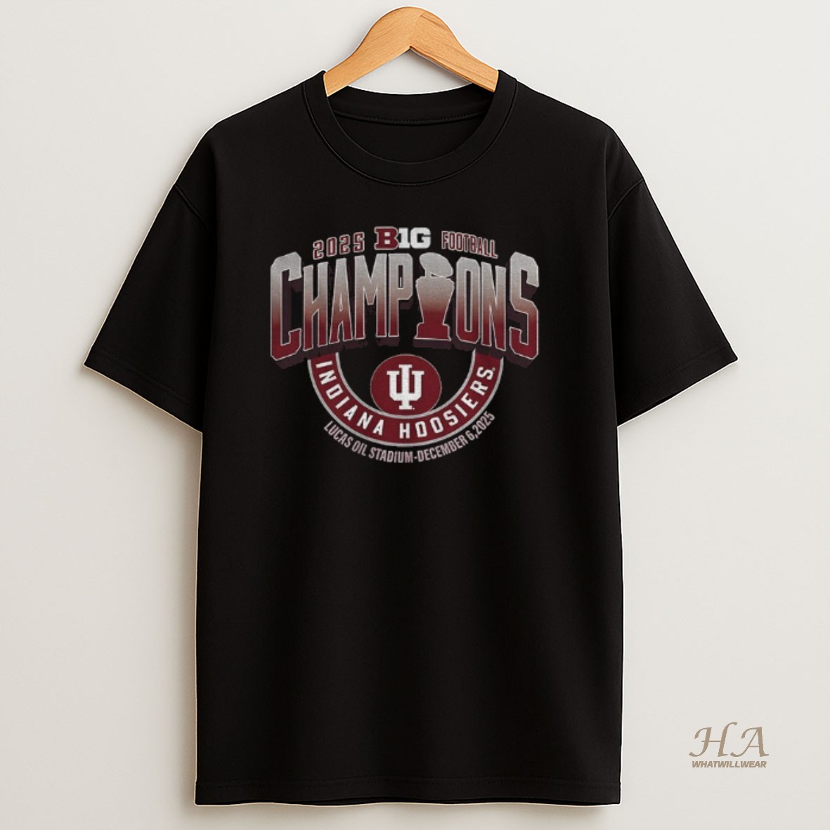 Official Indiana Hoosiers Indiana Big Ten Champions Lucas Oil Stadium December 6 2025 Logo T Shirt