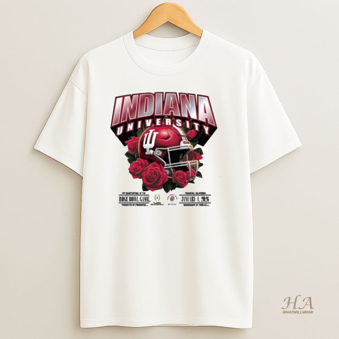 Official Indiana Hoosiers University 2026 Rose Bowl Game Helmet Helmet And Flower T Shirt