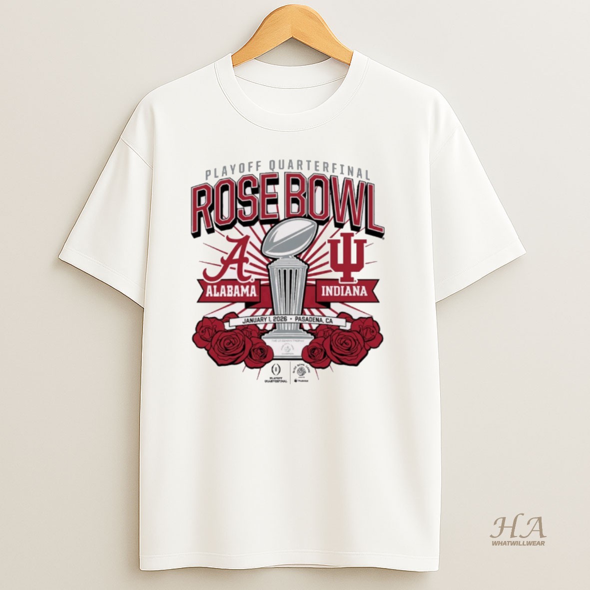 Official Indiana Hoosiers And Alabama Crimson Tide 2025 Cfp Rose Bowl Matchup Jan 1 2026 Pasadena Ca T Shirt