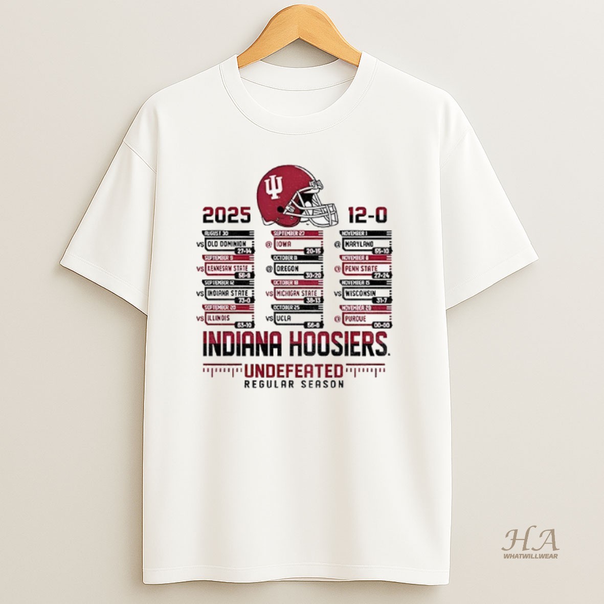 Official Indiana Hoosiers Helmet Big Ten Football Championship 2025 Undefeated Regular Season Shirt