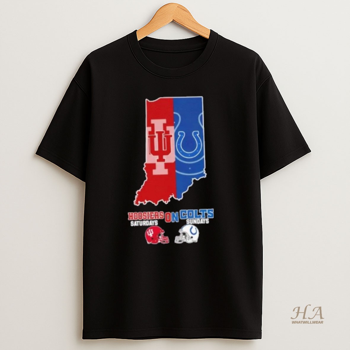 Official Indiana Map Sports Hoosiers Saturdays On Colts Sundays Football Helmets T Shirt