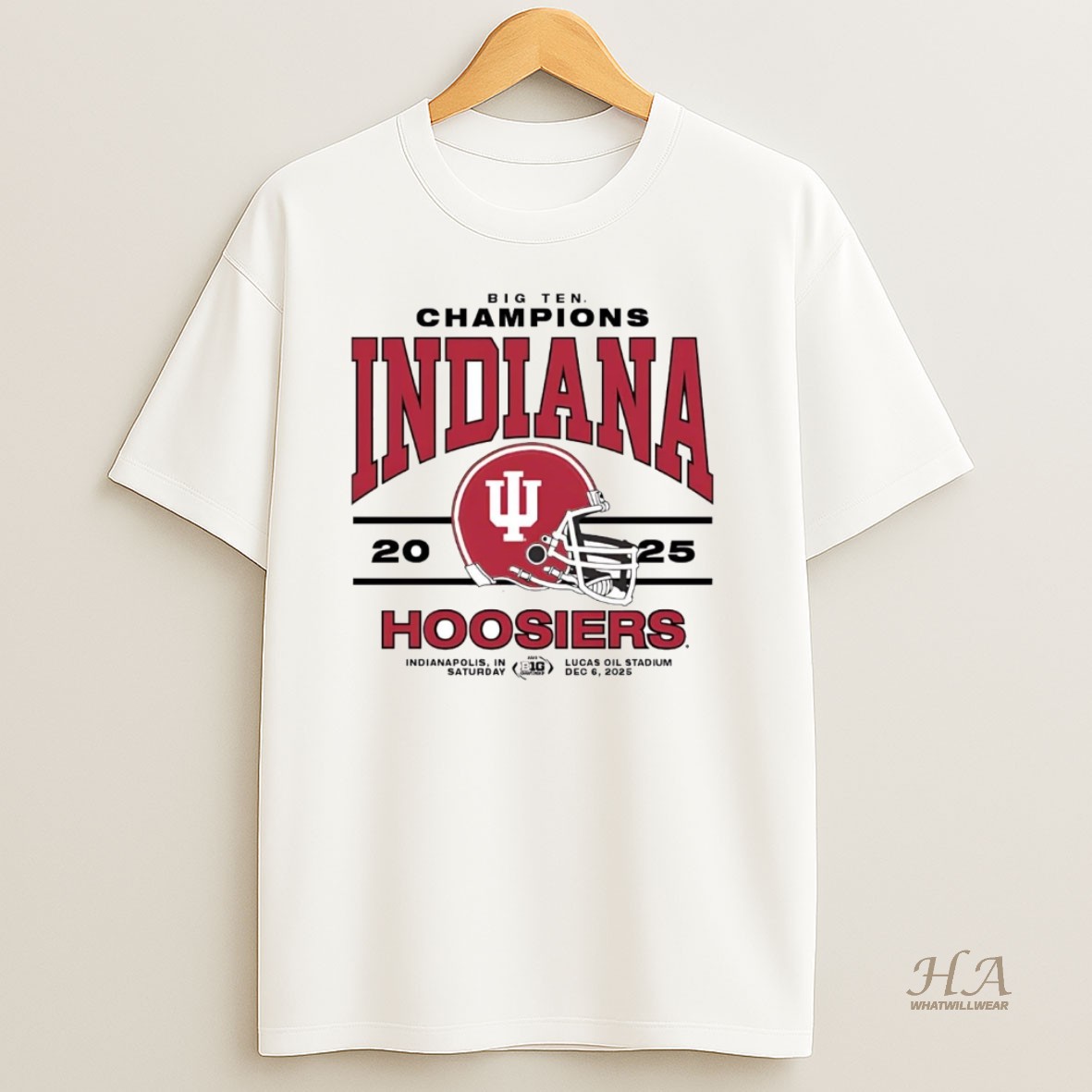 Official Indiana Football 2025 Big Ten Champs Helmet T Shirt