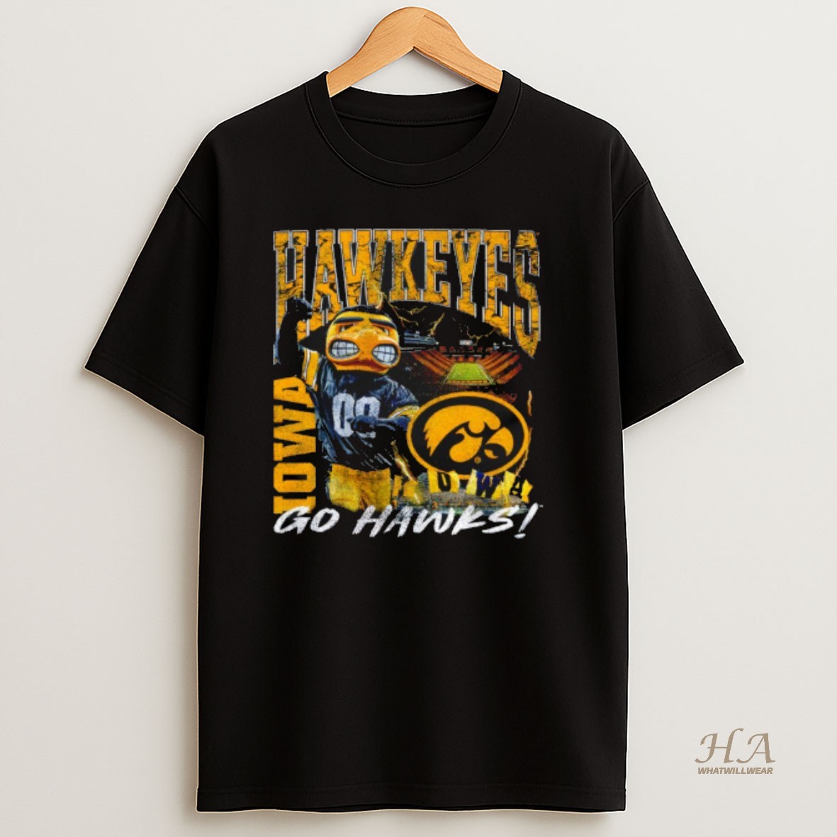 Official Iowa Hawkeyes Go Hawks Mascot T Shirt
