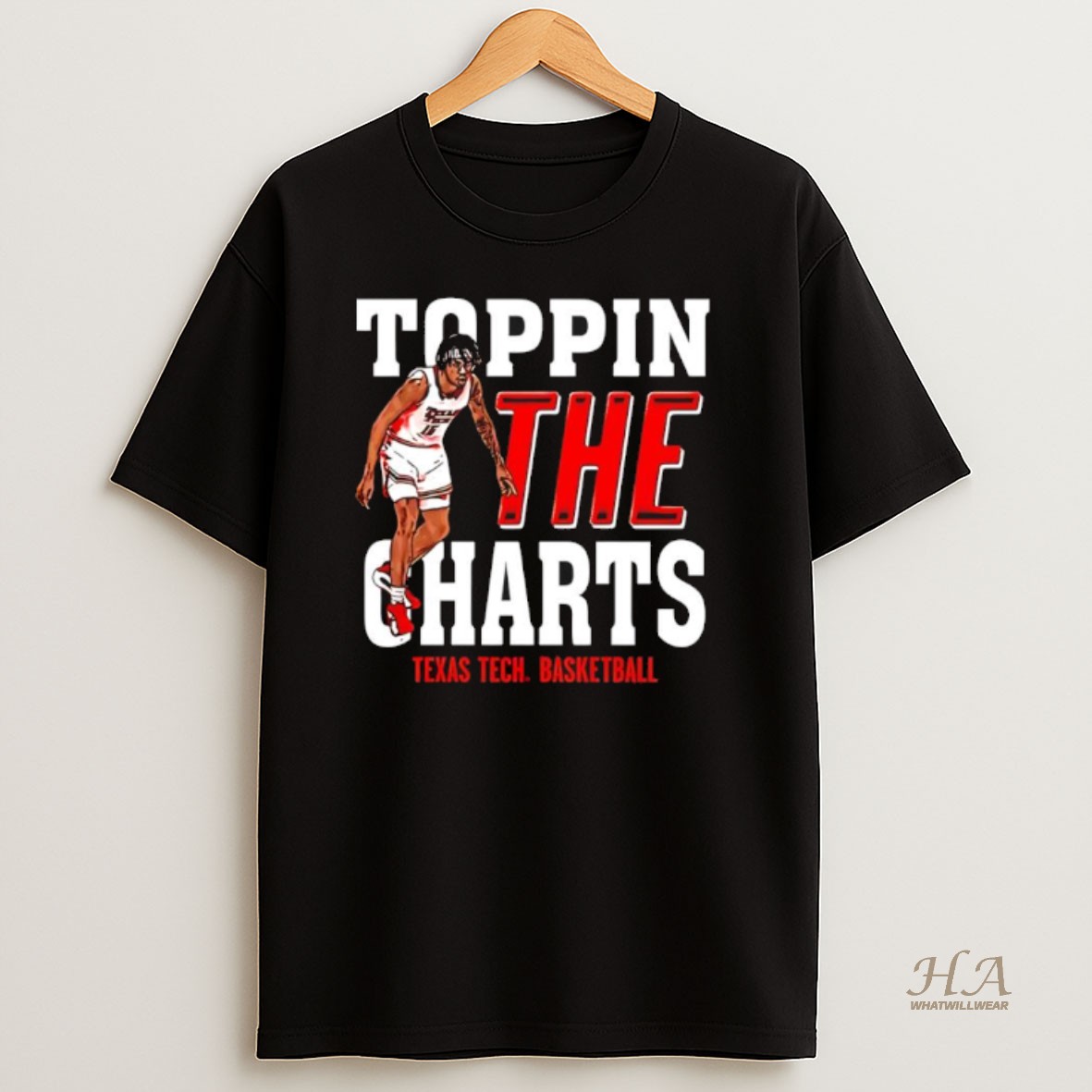 Official Jt Toppin Texas Tech Red Raiders Basketball Toppin The Charts Player T Shirt