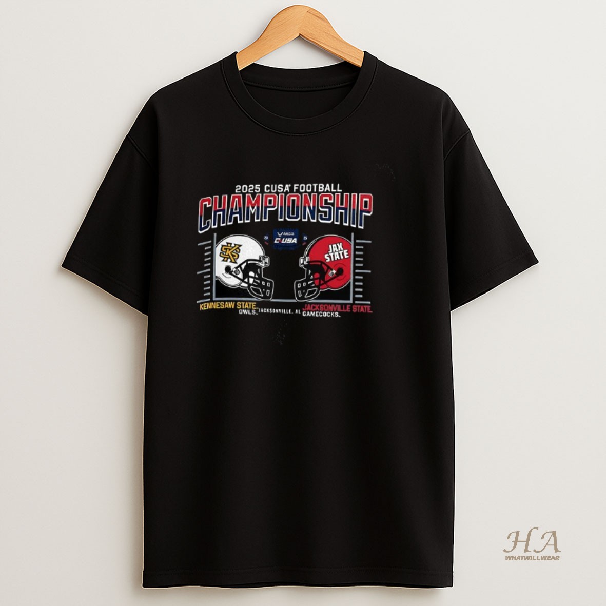 Official Jacksonville State Gamecocks Vs Kennesaw State Owls 2025 Cusa Football Championship Shirt