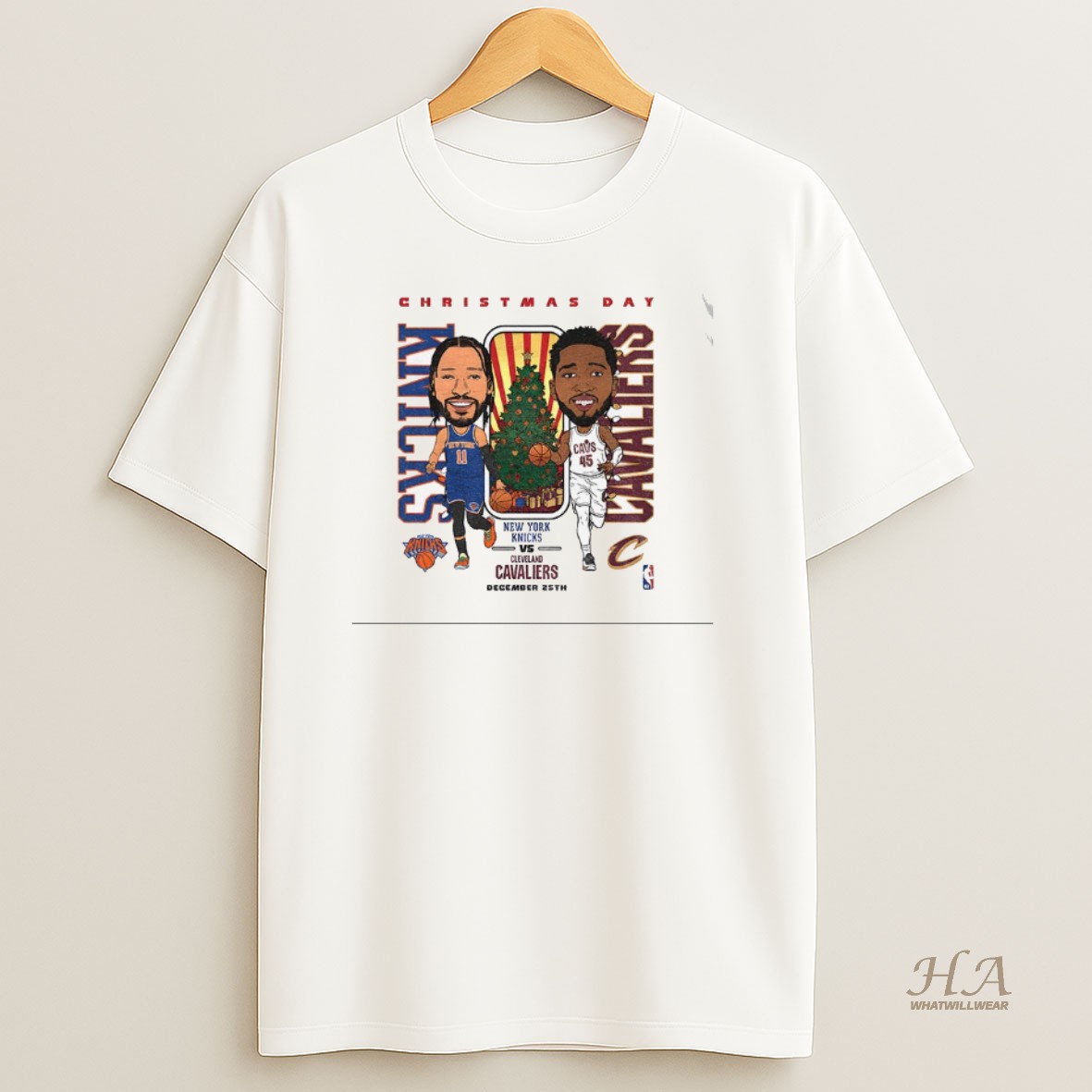 Official Jalen Brunson New York Knicks Vs Donovan Mitchell Cleveland Cavaliers Basketball Christmas Day T Shirt