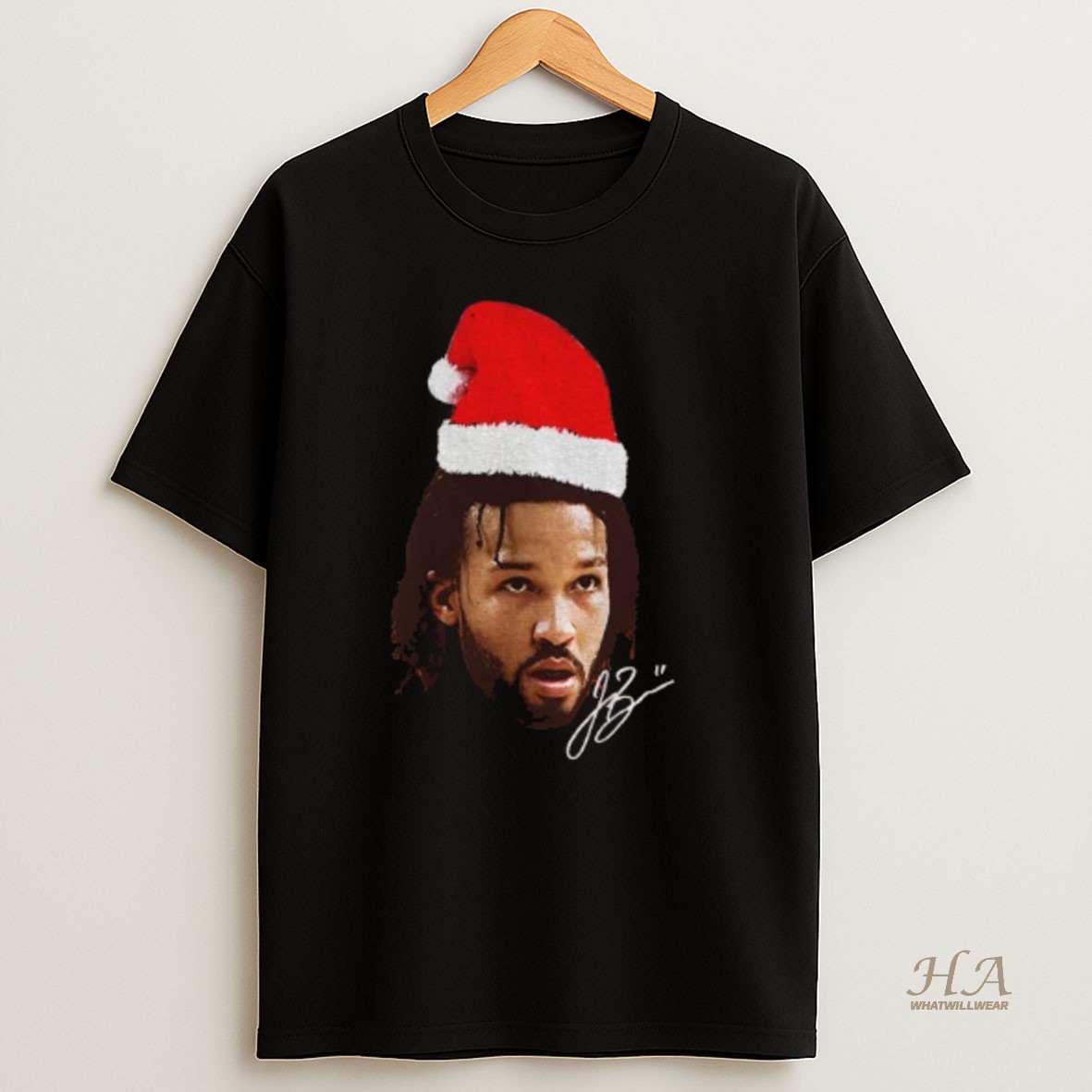 Official Jalen Brunson Santa Hat Ugly Christmas Signature T Shirt