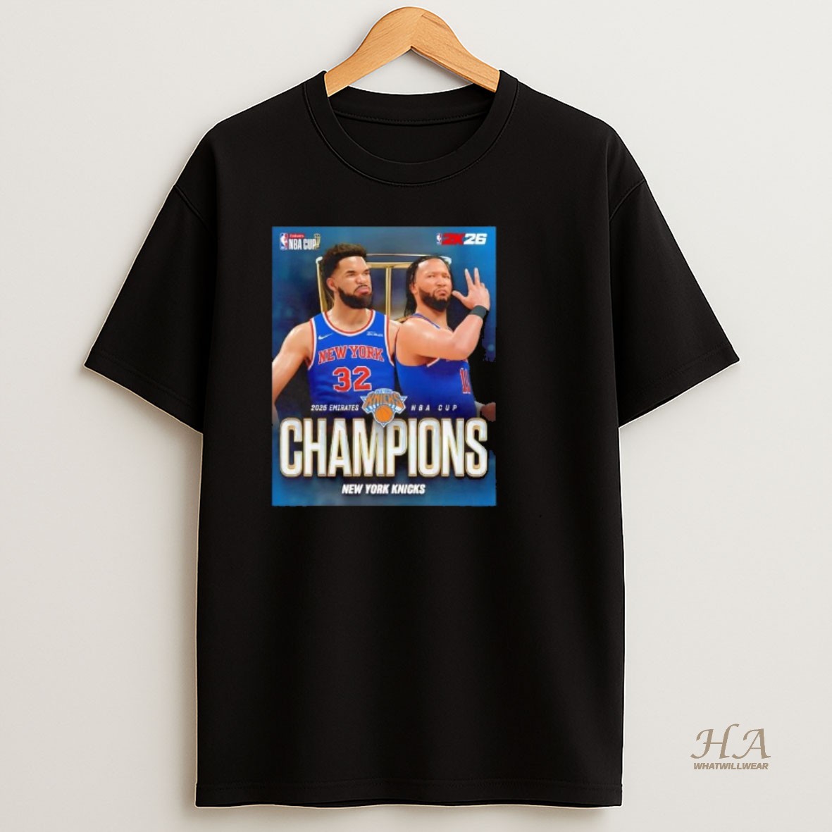Official Jalen Brunson And Karl Anthony Towns 2025 Emirates Nba Cup Champions T Shirt