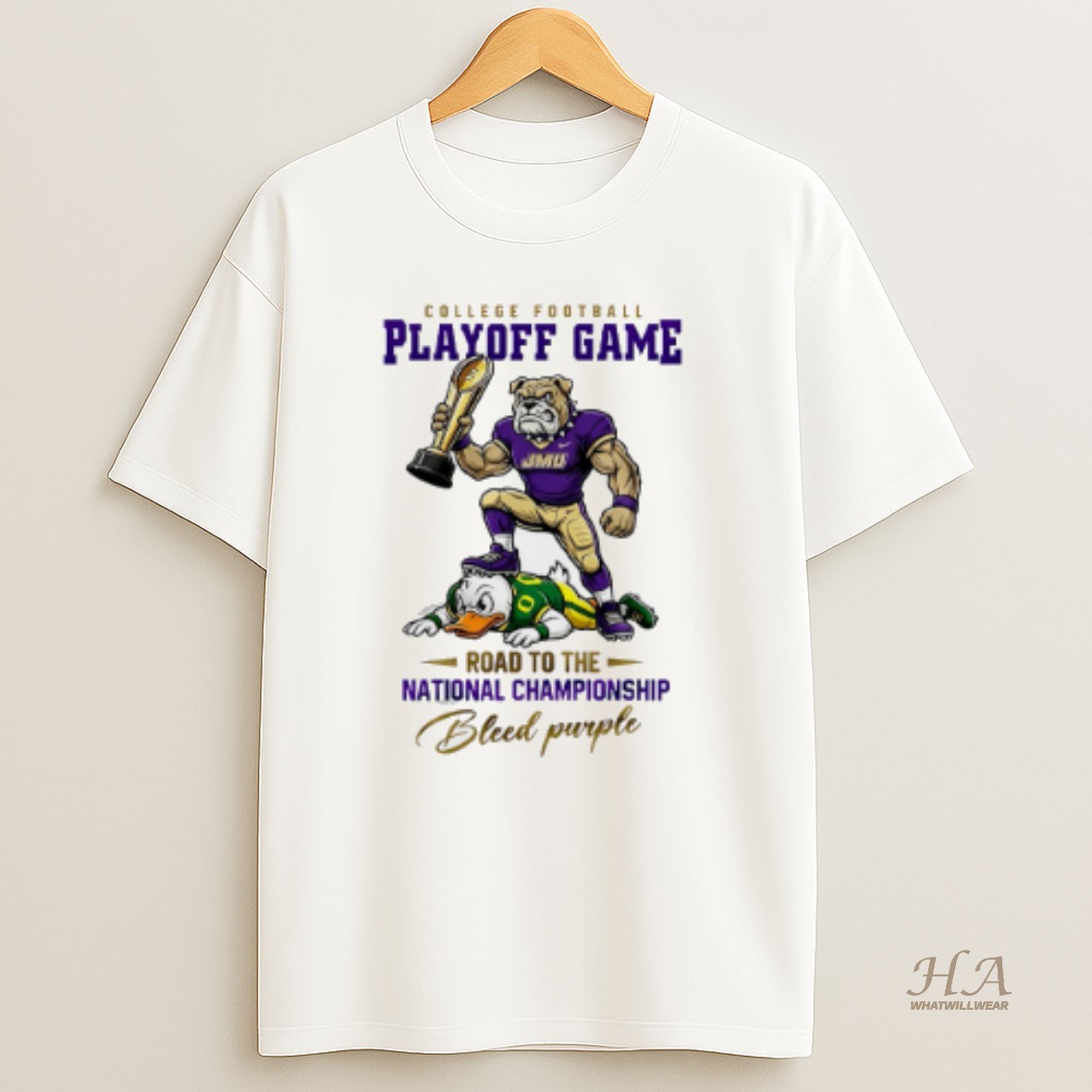 Official James Madison Dukes 2025 26 Cfp Road To The National Championship Bleed Purple Mascot T Shirt