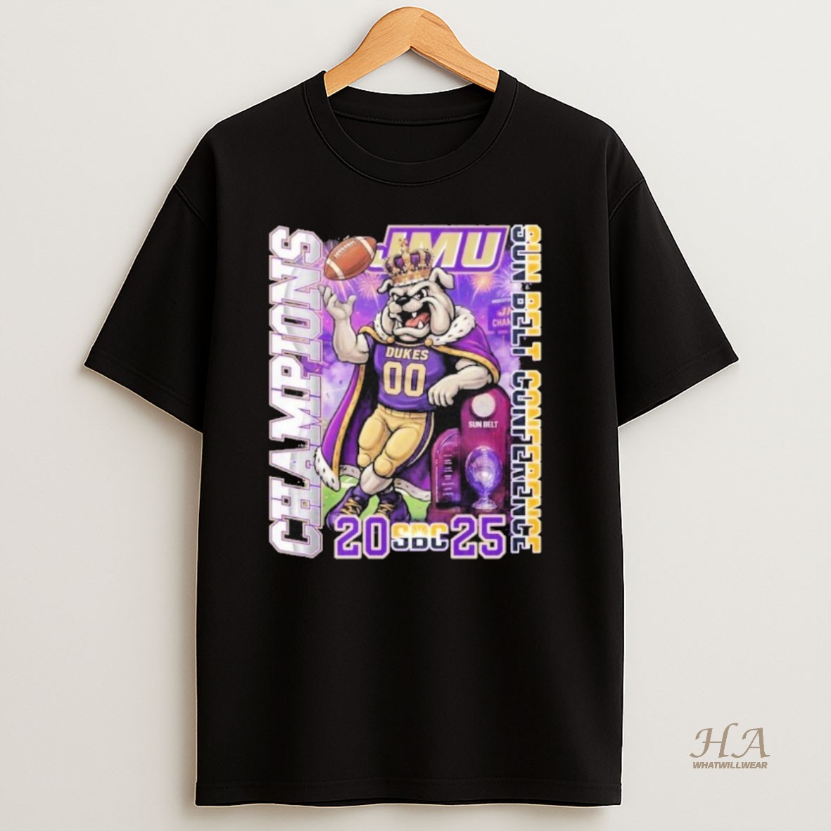 Official James Madison Dukes 2025 Sun Belt Conference Champion Mascot T Shirt