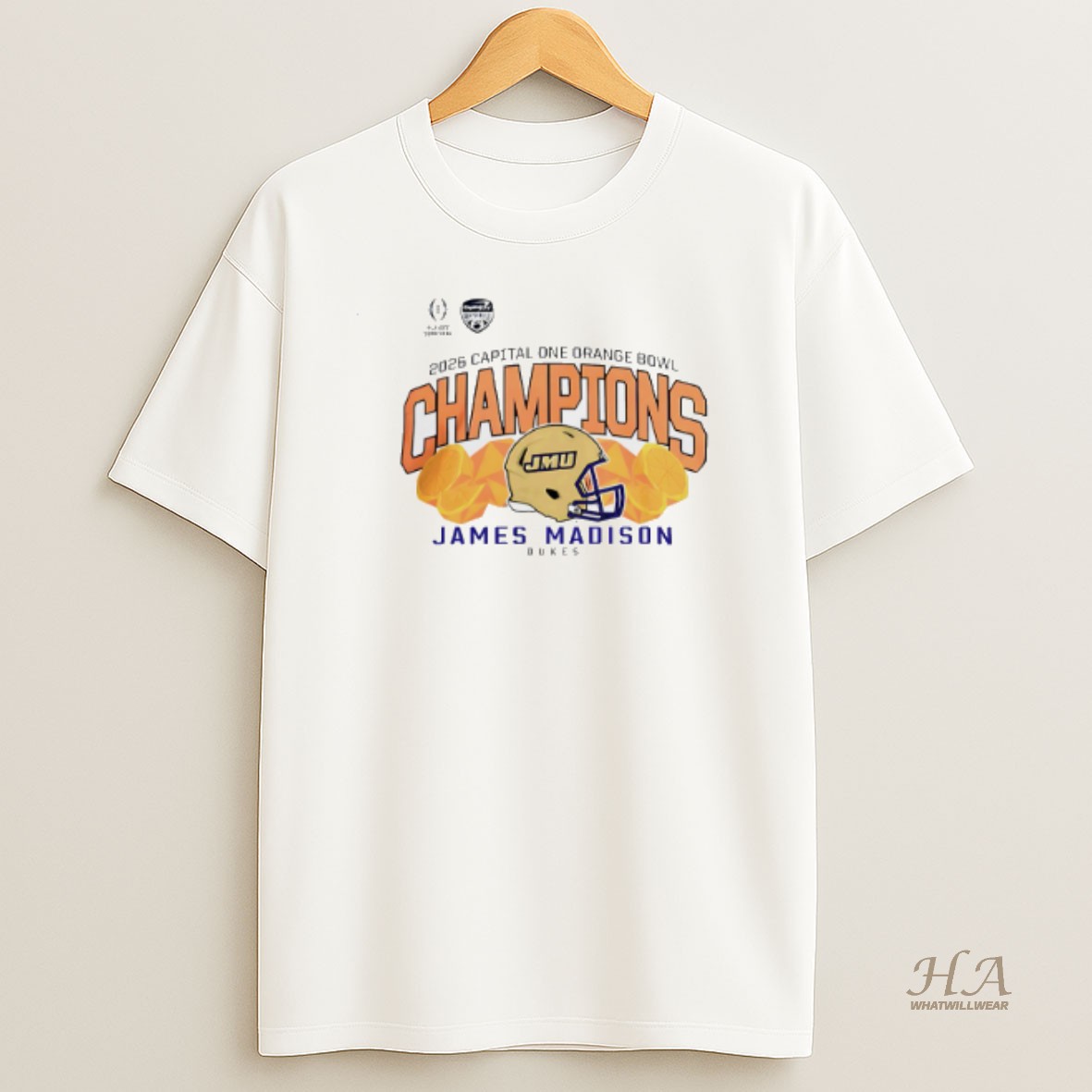 Official James Madison Dukes 2026 Cfp Orange Bowl Champions T Shirt