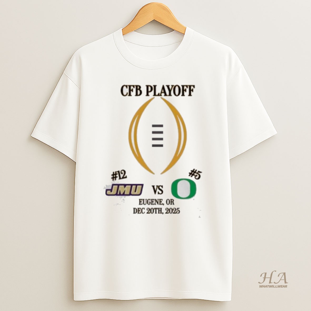 Official James Madison Dukes Vs Oregon Ducks College Football Playoff Eugene Or Dec 20th 2025 Matchup Shirt