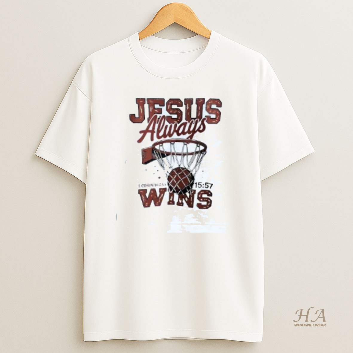 Official Jesus Always Wins 1 Corinthians Basketball T Shirt