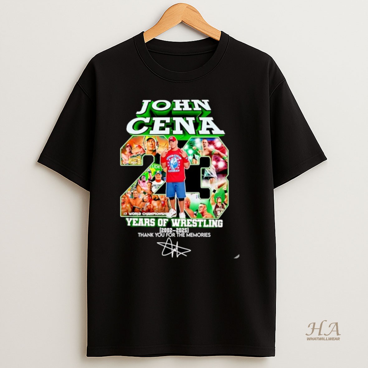Official John Cena 23 Years Of Wrestling 2002 2025 Thank You For The Memories Signature Christmas T Shirt