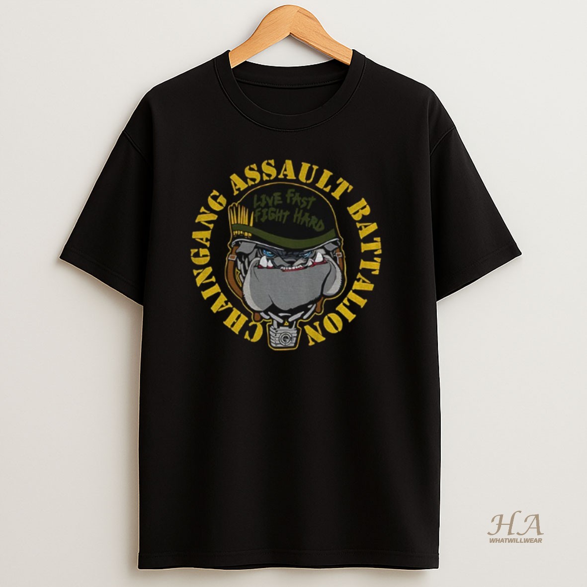 Official John Cena Wwe Chaingang Assault Battalion Live Fast Fight Hard Logo Shirt