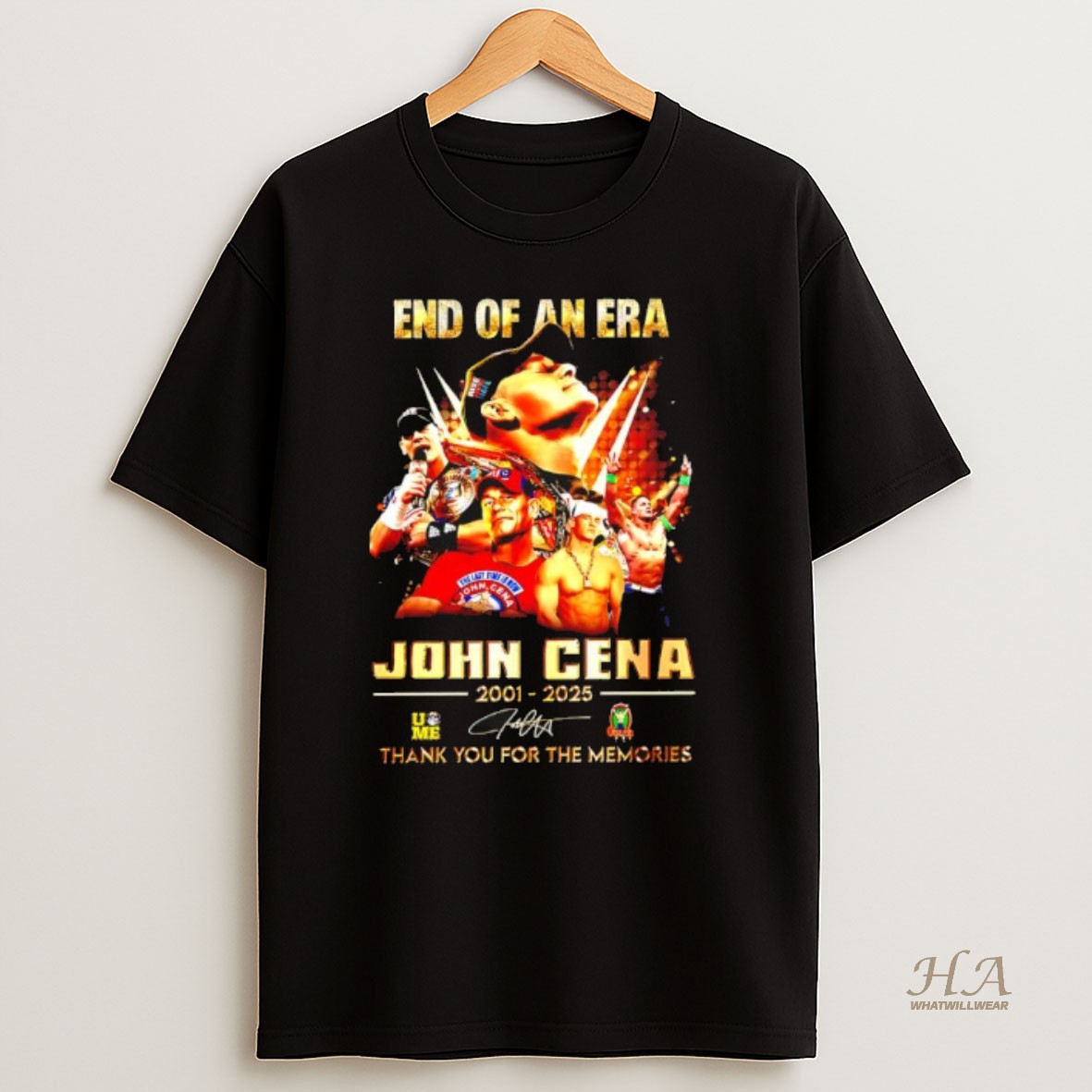 Official John Cena End Of An Era Thank You 2001 2025 Signature T Shirt