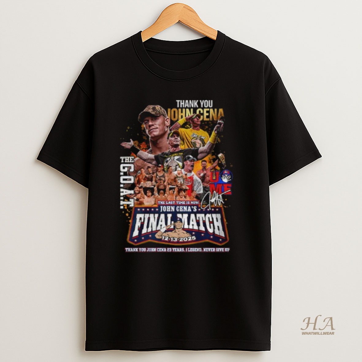 Official John Cena Thank You The Goat The Last Time Is Now Final Match 12 13 2025 Graphic T Shirt
