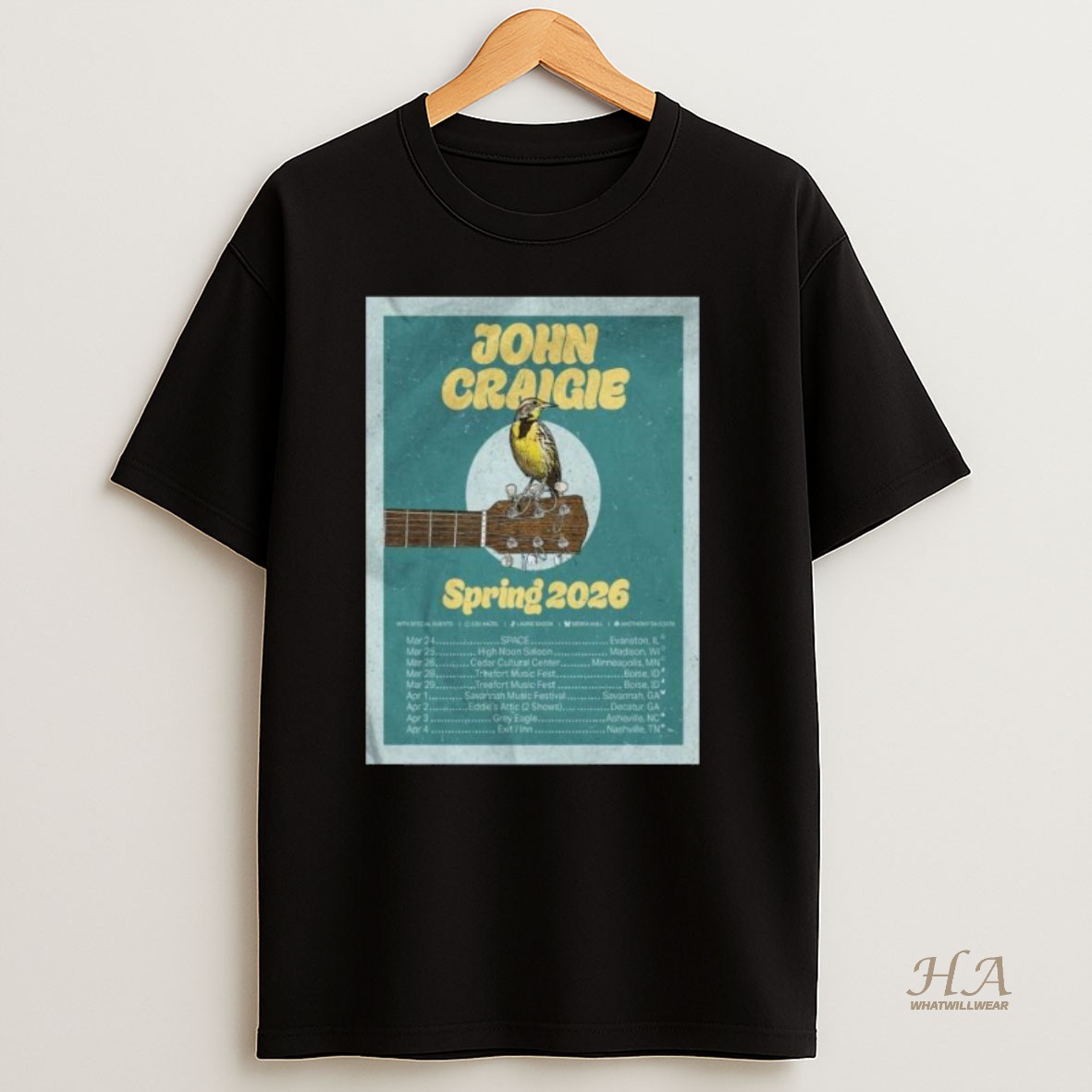 Official John Craigie Spring Tour 2026 Long Sleve Shirt