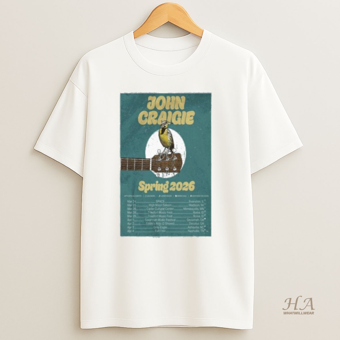 Official John Craigie Tour Spring 2026 Shirt