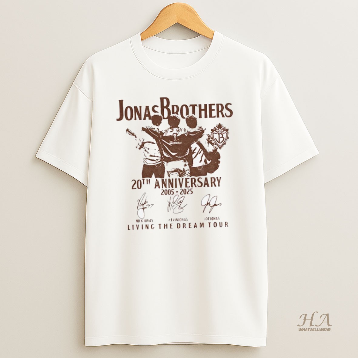 Official Jonas Brothers 20th Anniversary Of Jonas 2005 2025 Living The Dream Tour Signatures Shirt