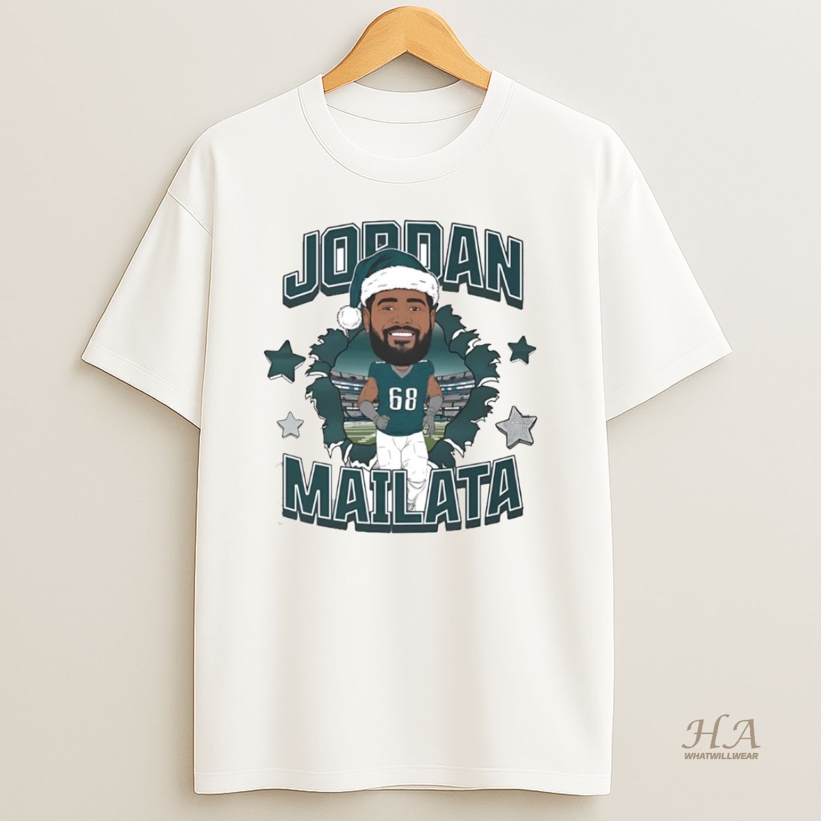 Official Jordan Mailata Santa Philadelphia Eagles Shirt