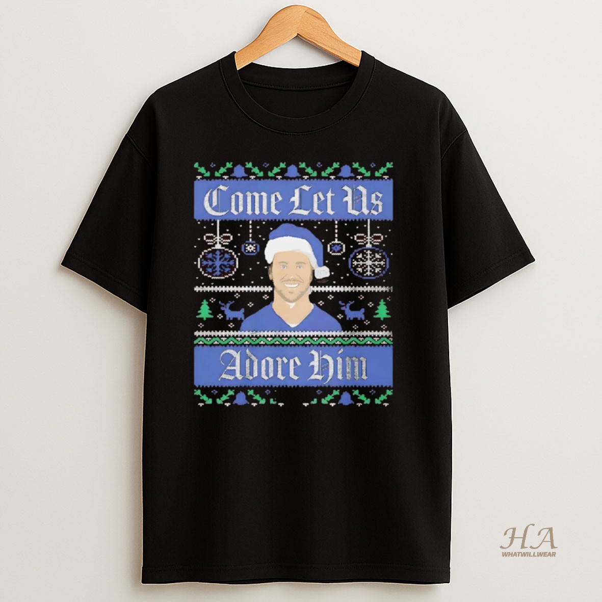 Official Josh Allen Come Let Us Adore Him Ugly Christmas Shirt