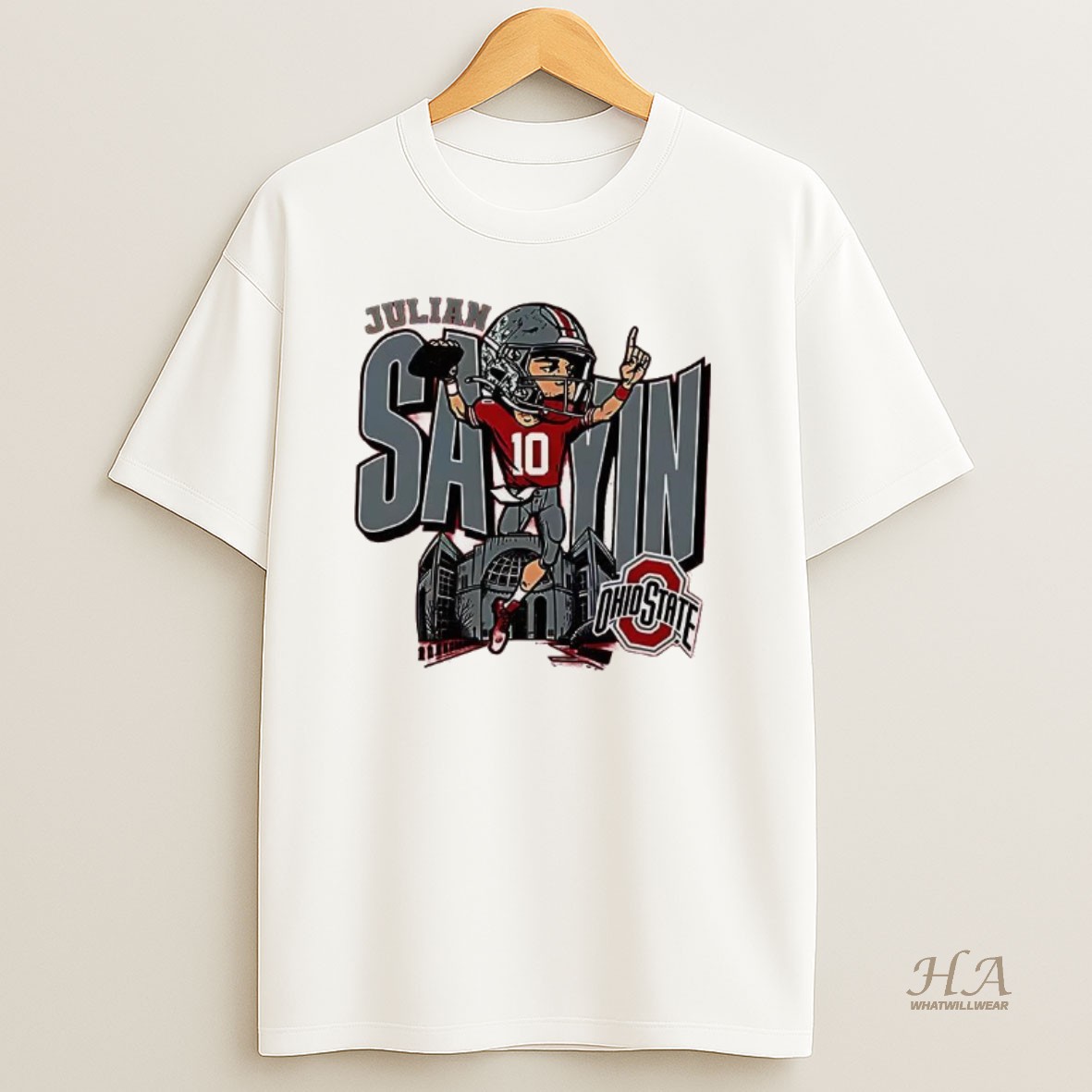 Official Julian Sayin Ohio State Buckeyes Ncaa Bobblehead Caricature Player T Shirt