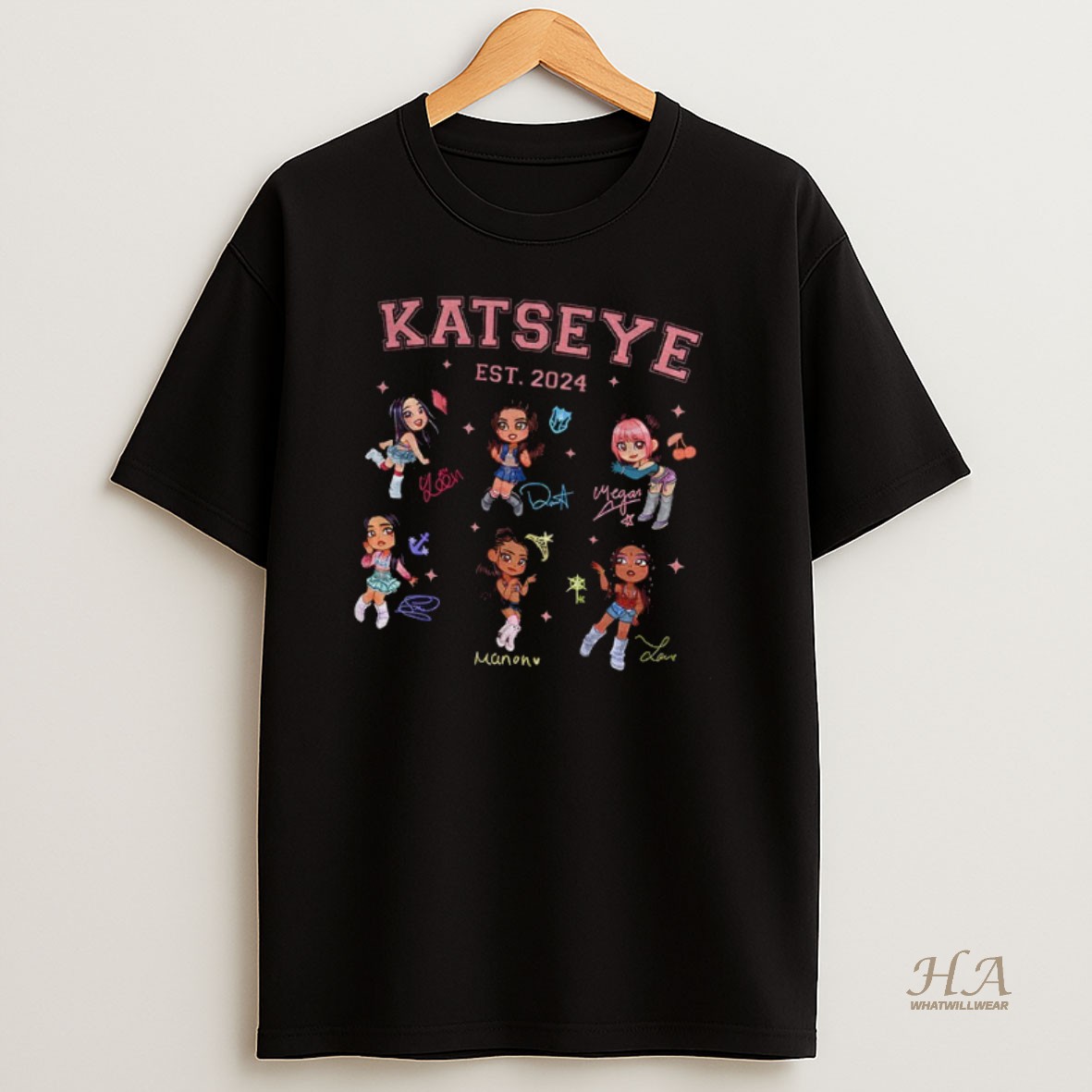 Official Katseye All Member Katseye Beautiful Est 2024 Chaos World Tour Signatures Shirt