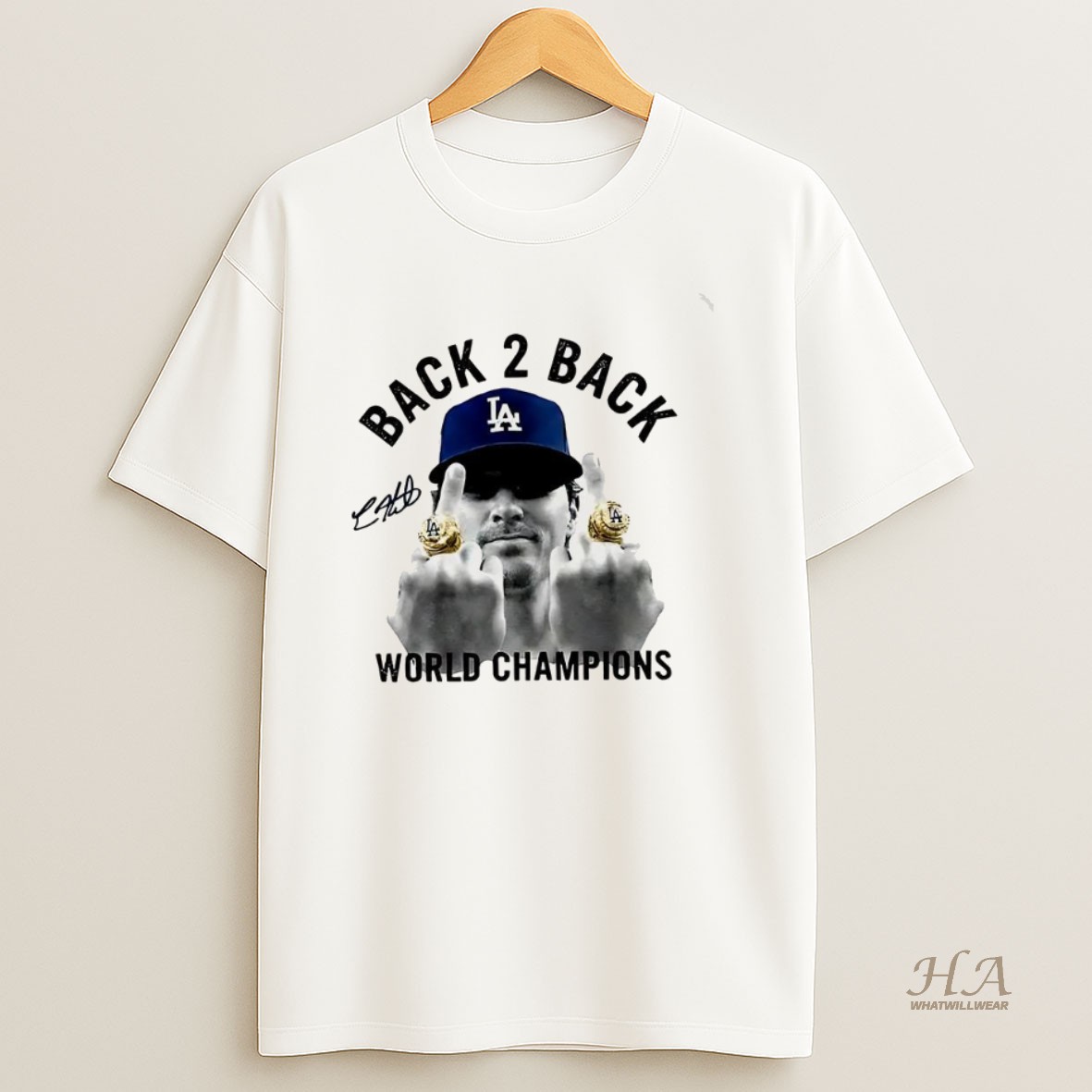 Official Kike Hernandez Middle Finger Los Angeles Dodgers Back 2 Back World Series Champs 2025 Shirt