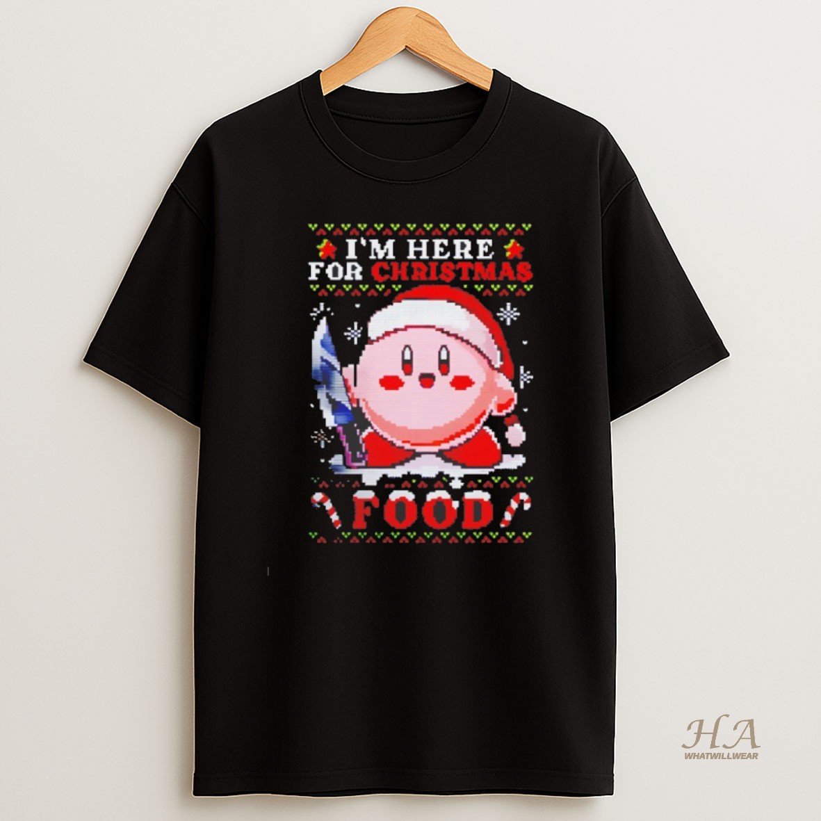 Official Kirby Im Here For Christmas Food Shirt