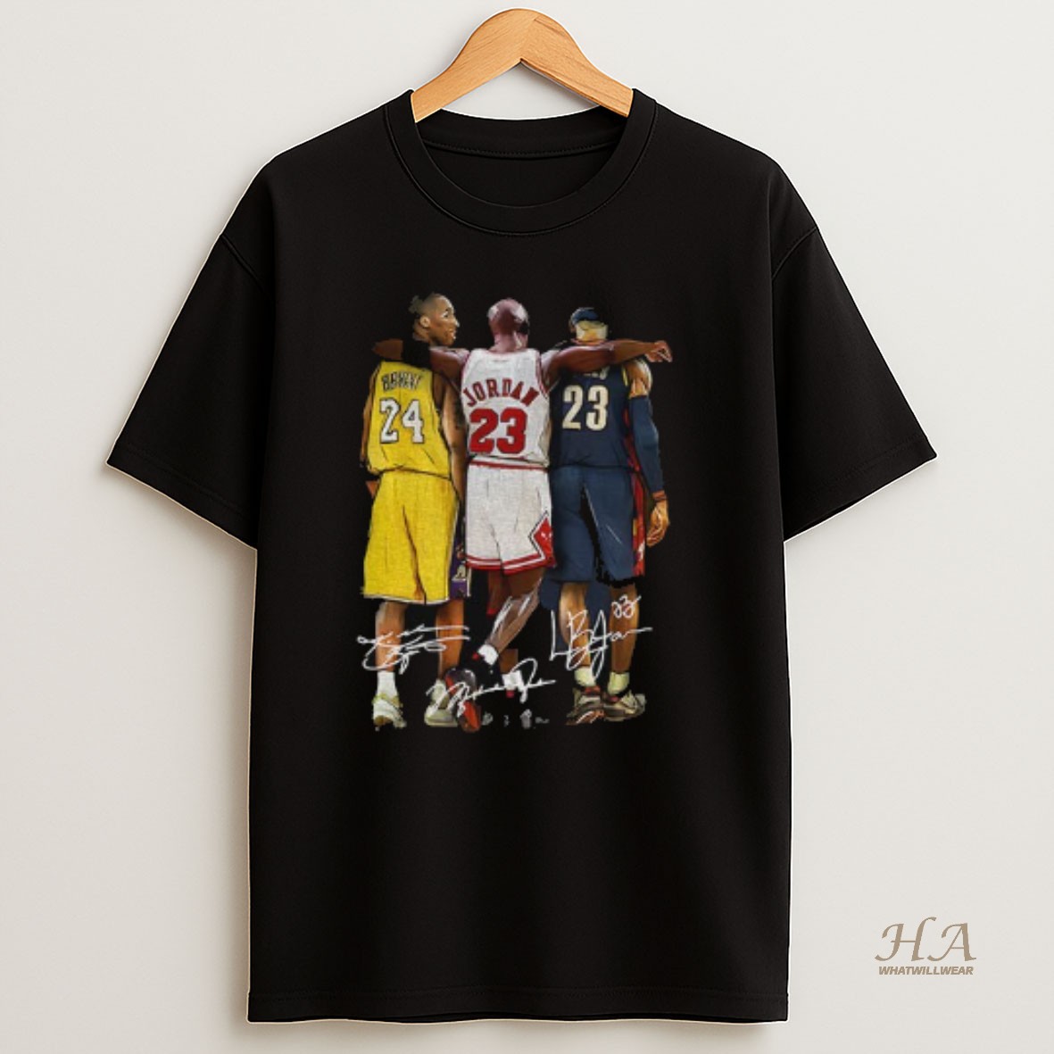 Official Kobe Bryant Michael Jordan Lebron James Basketball Legends Signature T Shirt