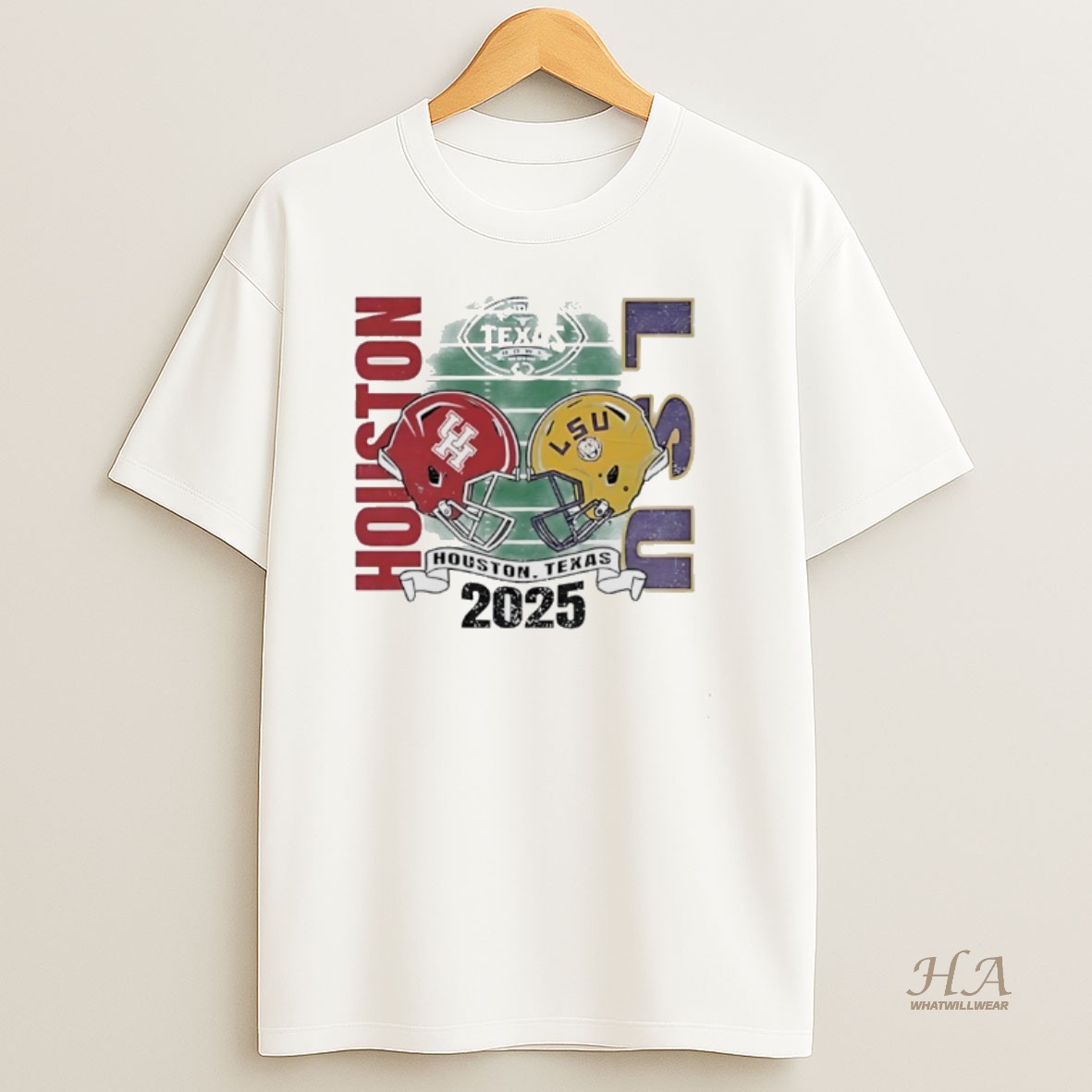 Official Lsu Tigers Vs Houston Cougars Kinders Texas Bowl Helmet 2025 T Shirt
